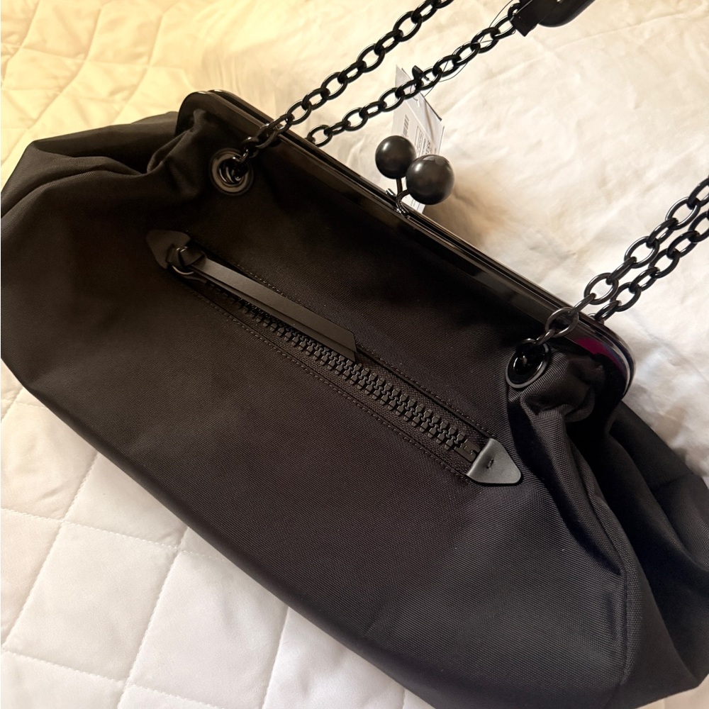 MaxMara Black Modern Weekender Shoulder Bag with Chain Strap/ Brand New